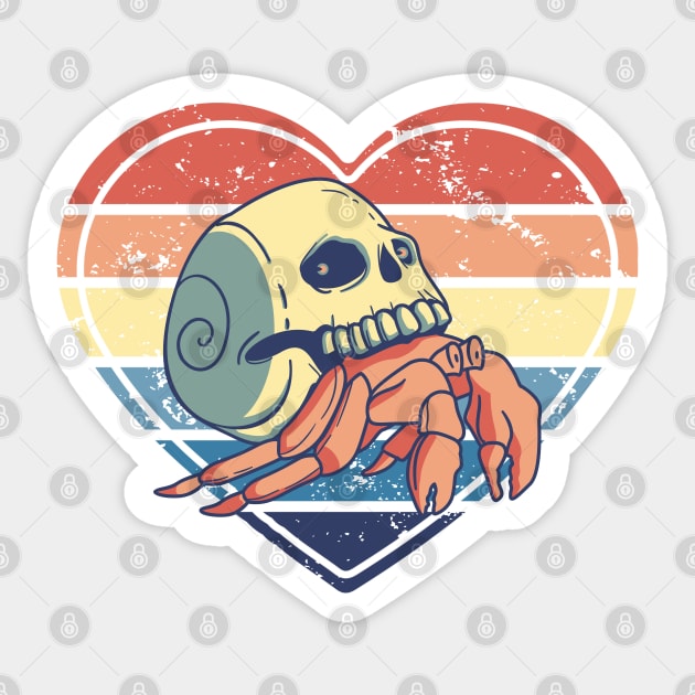 Drama Crab - Funny Crab Carrying a Skull Sticker by LittleAna